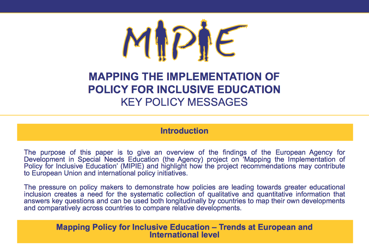 Mapping the Implementation of Policy for Inclusive Education – Key policy messages