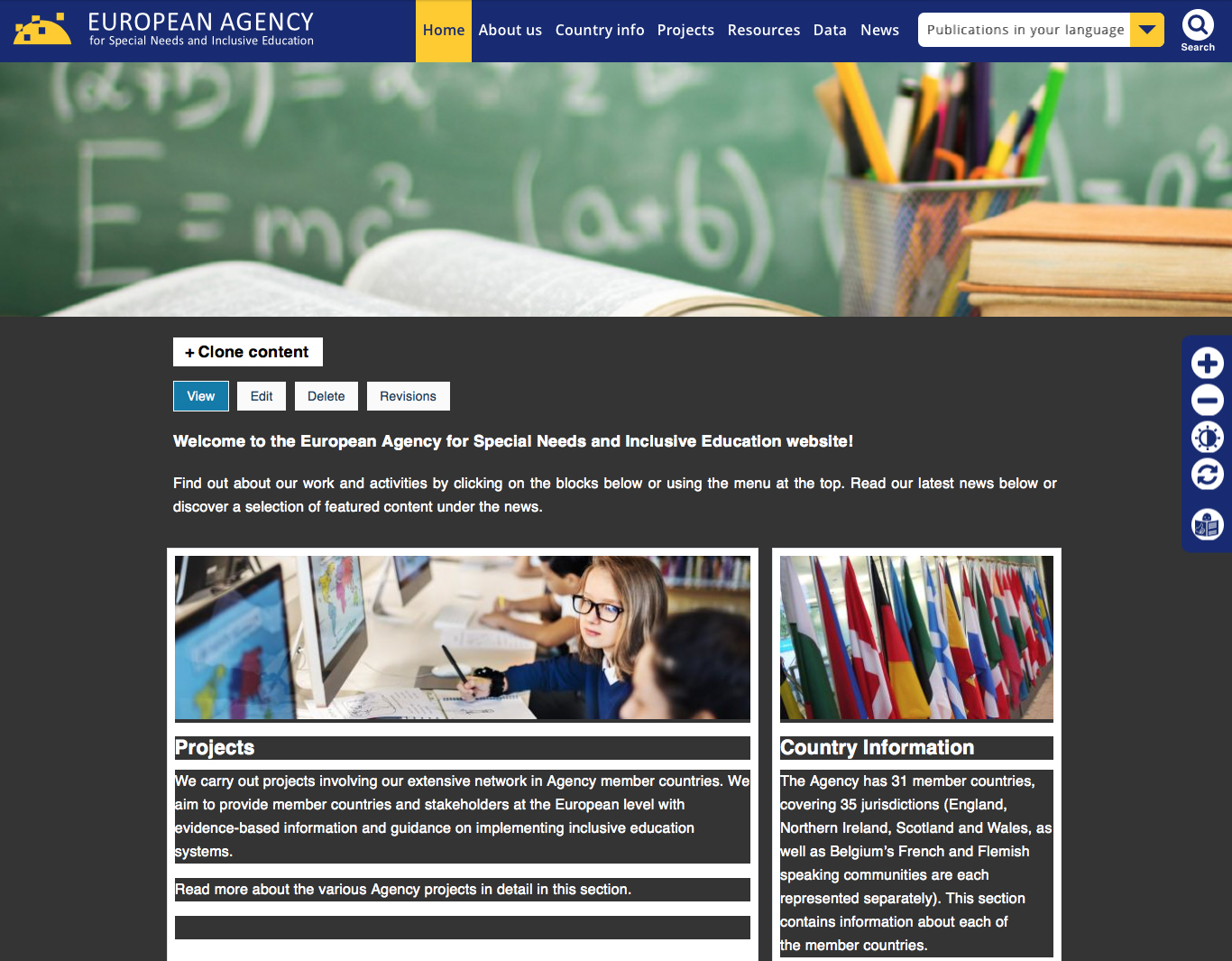 image showing the agency home page with dark contrast background