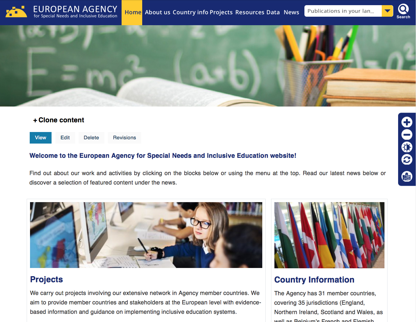 agency website showing the text zoomed in