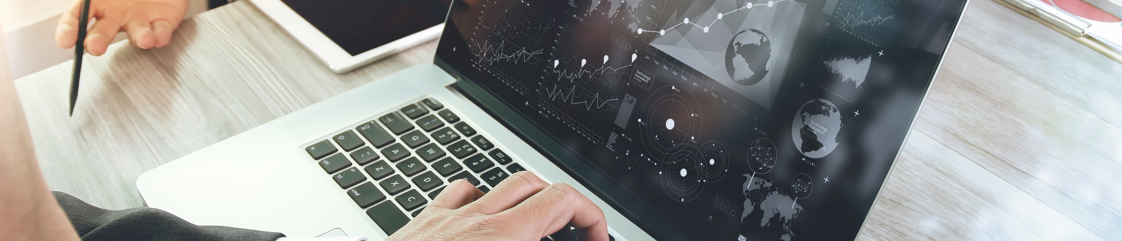 laptop with data tables