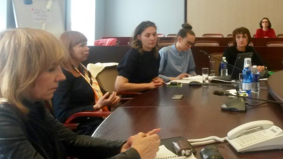 Second from left: Jurgita Petrauskiene, Lithuanian Minister of Education and Science, speaking to country study visit participants Lithuanian Minister of Education and Science, speaking to country study visit participants