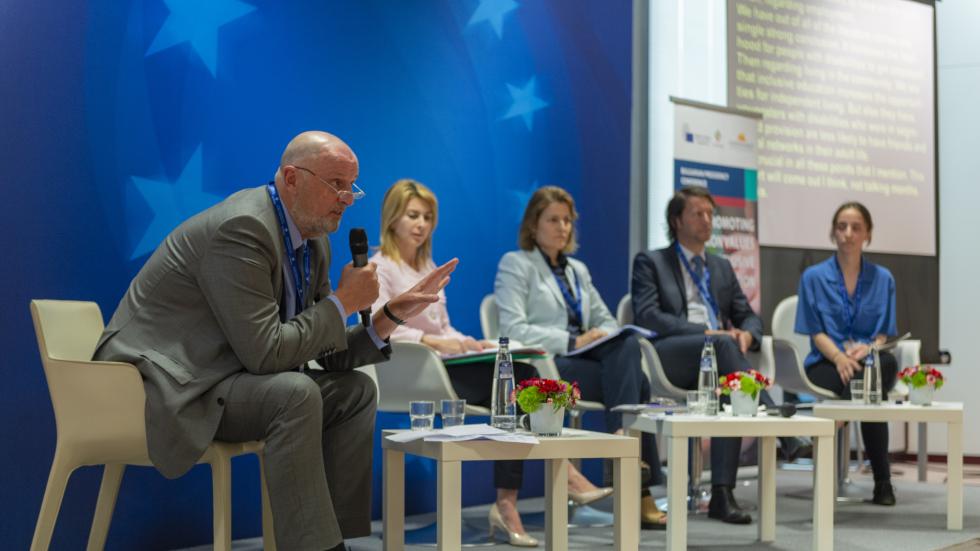 Cor J.W. Meijer moderating the second panel of the Promoting Common Values and Inclusive Education conference Cor J.W. Meijer moderating the second panel at the conference
