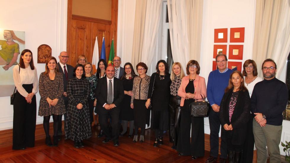 Members of the Cypriot and Portuguese delegations at the Embassy of the Republic of Cyprus in Lisbon