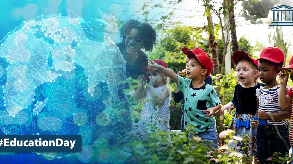Children explore a garden - UNESCO #EducationDay Children exploring a garden