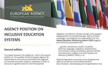 First page of the EASNIE position on inclusive education systems – Second edition