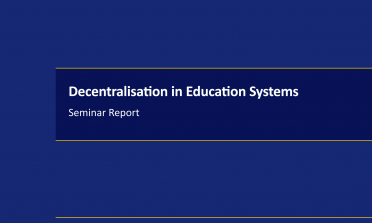 cover for the Decentralisation in Education Systems – Seminar Report