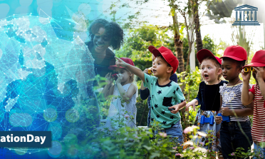 Children exploring a garden