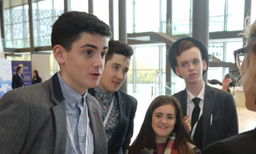 young people at the European Hearing being interviewed