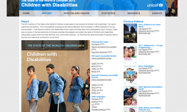 screenshot of UNICEF's webpage