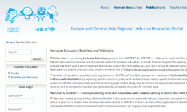 screenshot of the online materials developed by UNICEF