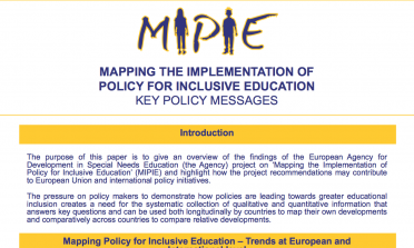 image showing the Mapping the Implementation of Policy for Inclusive Education – Key policy messages