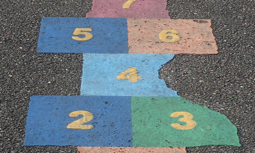 colourful squares of a hopscotch