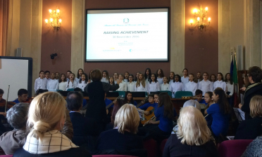 student choir from Rosmini school performing during the Rome project visit