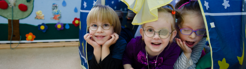 Children playing in a tent in a kindergarten in Belarus