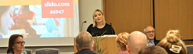 The Icelandic Minister of Education, Science and Culture, Lilja Alfreðsdóttir, opens the seminar