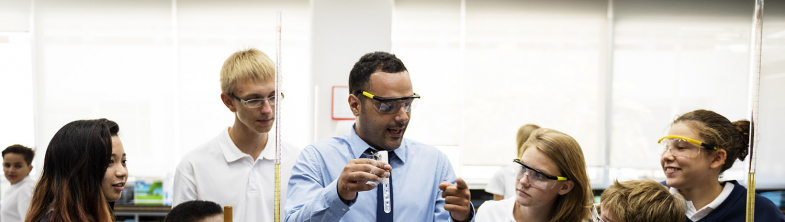 young people in a science classroom