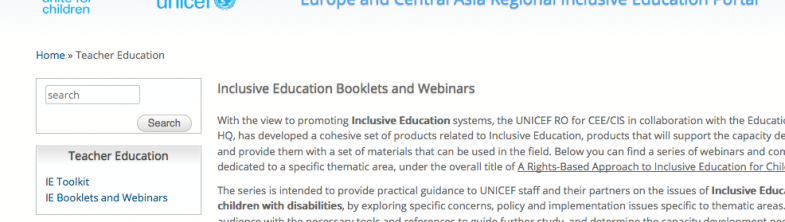 screenshot of the online materials developed by UNICEF