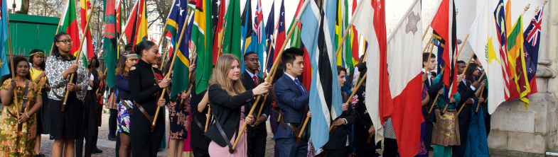 group of people holding European flags