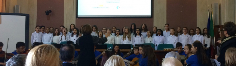 student choir from Rosmini school performing during the Rome project visit