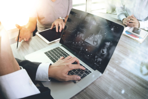 laptop with data tables