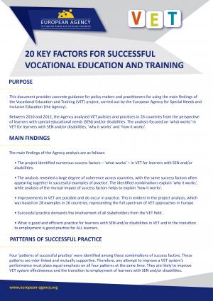 image of the 20 Key Factors for Successful Vocational Education and Training flyer