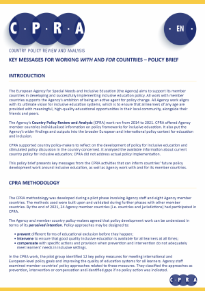Front page of the CPRA policy brief