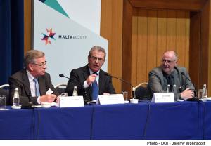 Mr Per Ch Gunnvall, Agency Chair, Mr Evarist Bartolo, Malta’s Minister for Education and Employment, and Mr Cor Meijer, Agency Director. [Photo – DOI – Jeremy Wonnacott]