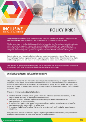 First page of the Inclusive Digital Education Policy Brief