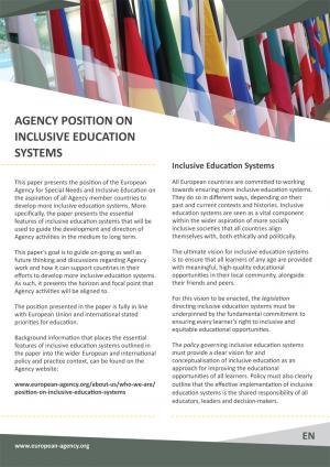 image of the Agency position on inclusive education systems flyer