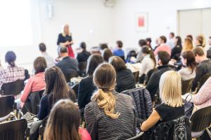 group of people at a lecture